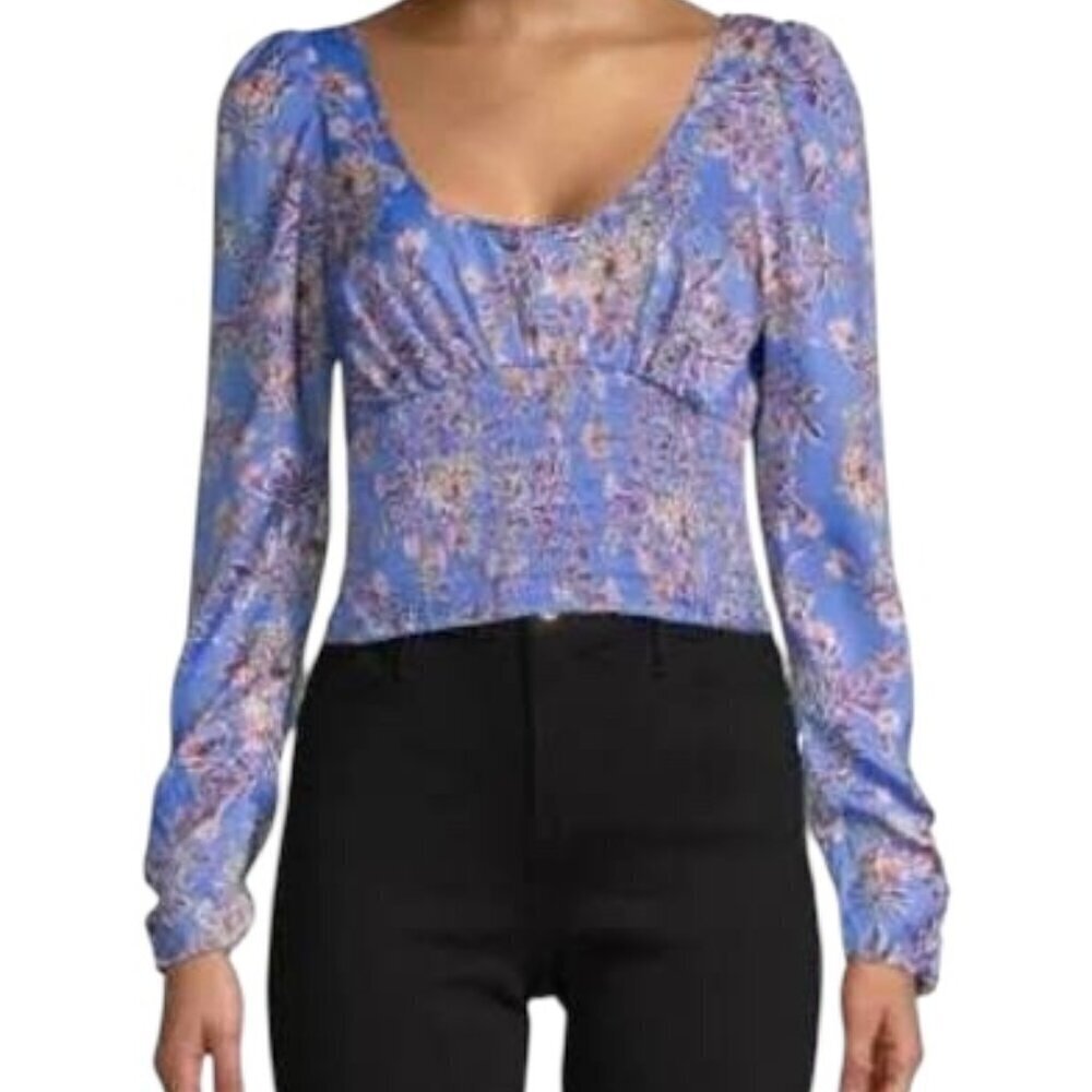 Free People Santiago Bluebell Floral Top Small